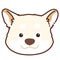 Outlined white Shiba Inu front head