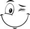 Outlined Winking Cartoon Funny Face With Smiling Expression