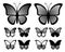 Outlines of butterflies with radial halftone