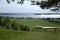 Outlook over agricultural landscape and lake at Stroemsund, Sweden