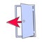 Output vector icon. Icon indicating the direction of exit cartoon style on white isolated background