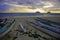 Outrigger canoes on the beach