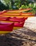 Outrigger canoes on the beach in Maui, Hawaii