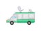 Outside broadcast van, side view. Truck with satellite dish antennas on roof. TV broadcasting car. Flat vector design