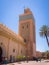Outside the famous minaret of the Koutoubia mosque in Marrakech