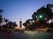 Outside the famous minaret of the Koutoubia mosque in Marrakech, Morocco