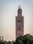 Outside the famous minaret of the Koutoubia mosque in Marrakech, Morocco