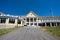 Outside the iconic Lake Yellowstone Hotel, lodging inside of Yellowstone National Park