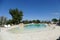 Outside infinity swimming pool in a luxury villa hotel