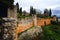 Outside stone walls of the convent of christ in Tomar, Portugal