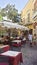 Outside tables from a restaurant with sea food cuisine