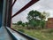 Outside view from window inside the Indian railways train