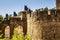 Outside walls of Porte Narbonnaise at Carcassonne in France