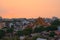 Outskirts of Bangkok, Thailand, at sunset. Elevated view.