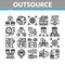 Outsource Management Collection Icons Set Vector
