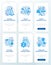 Outsourcing employees blue onboarding mobile app screen set