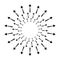 Outspreading, radial, radiating arrows. Diffusion, extension, spread and emission icon, symbol