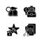 Outstanding aptitude black glyph icons set on white space
