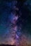 The outstanding beauty and clarity of the Milky Way, with details of its colorful core. Vertical panorama of 6 stitched photos. Te