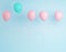 Outstanding blue pastel balloon in air one different idea from balloon pink the others on light blue background,Minimal concept i