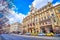 The outstanding facade of historical New York Palace Budapest Hotel, on February 23 in Budapest, Hungary