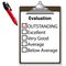 Outstanding job evalution clipboard check mark pen