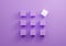Outstanding white box contrast purple cube and shadow on violet pastel background texture. Minimal flat lay concept. 3d rendering