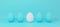 Outstanding white egg among other eggs on blue pastel background abstract. 3d rendering. Creative thinking icon. stand out from