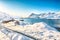 Outstanding  winter view on Sundstraumen strait that separates Moskenesoya and Flakstadoya islands