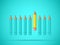Outstanding yellow pencil. Business advantage opportunities and success concept
