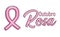 outubro rosa. pink october written in portuguese with bowed ribbon minimalist icon. prevention of breast cancer.