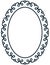 Oval border photo frame deco. Vector simple vertical line