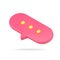 Oval conversational bubble 3d icon. Red online chat with dots comments