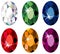 Oval cut precious stones with sparkle