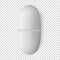 Oval cylinder white pill realistic 3d vector illustration. Universal tablet closeup isolated medicament. Painkiller or antibiotic