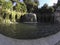 Oval Fountain Fontana dell`Ovato in the beautiful gardens of Villa D`Este, in Tivoli, Italy in a sunny day.