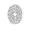 Oval labyrinth maze game, fingerprint sing