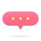 Oval red conversational web bubble 3d icon. Online chat with text comments