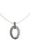 Oval silver pendant with gems isolated on white