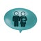 oval speech with pictogram of couple and baby