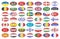 Oval sticker of EU countries and not only with a white border. With country code and country flag