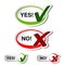 Oval yes no button - check mark symbol