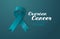 Ovarian Cancer Awareness Calligraphy Poster Design. Realistic Teal Ribbon. September is Cancer Awareness Month. Vector