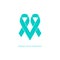 Ovarian cancer Heart symbol teal ribbon flat shape