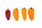 Ovely mini red and yellow peppers on white isolate background . Fresh vegetable