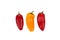 Ovely mini red and yellow peppers on white isolate background. Fresh vegetable