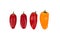 Ovely mini red and yellow peppers on white isolate background. Fresh vegetable