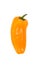 Ovely mini yellow peppers on white isolate background