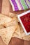 Oven baked tortilla chip with salsa