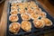 Oven dish with homemade apple cakes